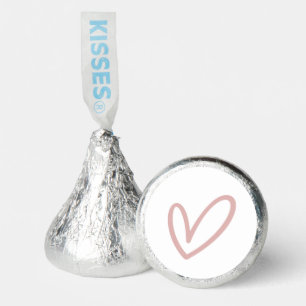 Dusty Pink & White Simple Heart Outline Label for Hershey®'s Kisses®