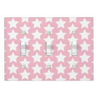Dusty Pink & White Stars Kids / Nursery Light Switch Cover