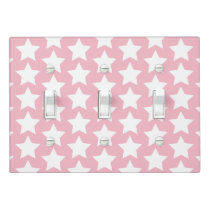 Dusty Pink & White Stars Kids / Nursery Light Switch Cover