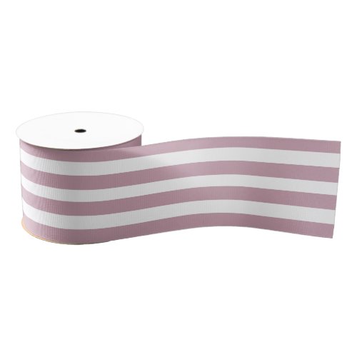 Dusty Pink White Striped Grosgrain Ribbon