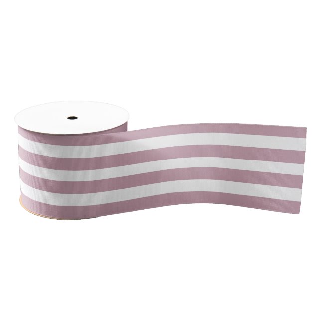 Dusty Pink White Striped Grosgrain Ribbon (Spool)