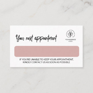 Dusty Pink White With Your Business Logo Appointment Card