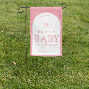 Dusty Pink Wildflower Baby Shower Garden Flag