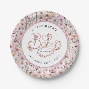 Dusty Pink Wildflower Baby Shower Plates – Boho Fl