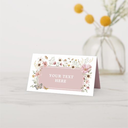 Dusty Pink Wildflower Birthday Food Label Place Card