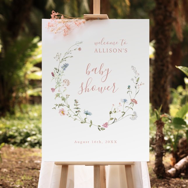 Dusty Pink Wildflower Boho Baby Shower Welcome Foam Board (Dusty Pink Wildflower Boho Baby Shower Welcome Foam Board)