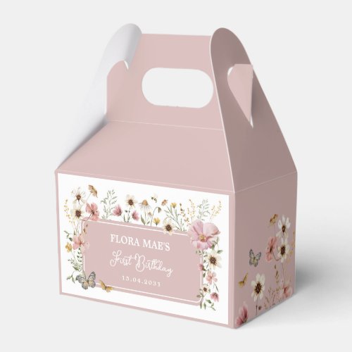  Dusty Pink Wildflower Garden Tea Party Birthday Favor Boxes