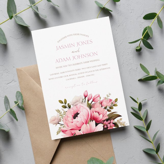 Dusty Pink Wildflower Garden Wedding Invitation (Creator Uploaded)