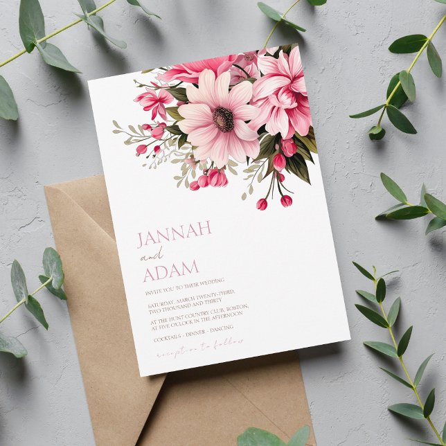 Dusty Pink Wildflower Garden Wedding Invitation (Creator Uploaded)