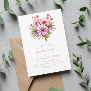 Dusty Pink Wildflower Garden Wedding Invitation