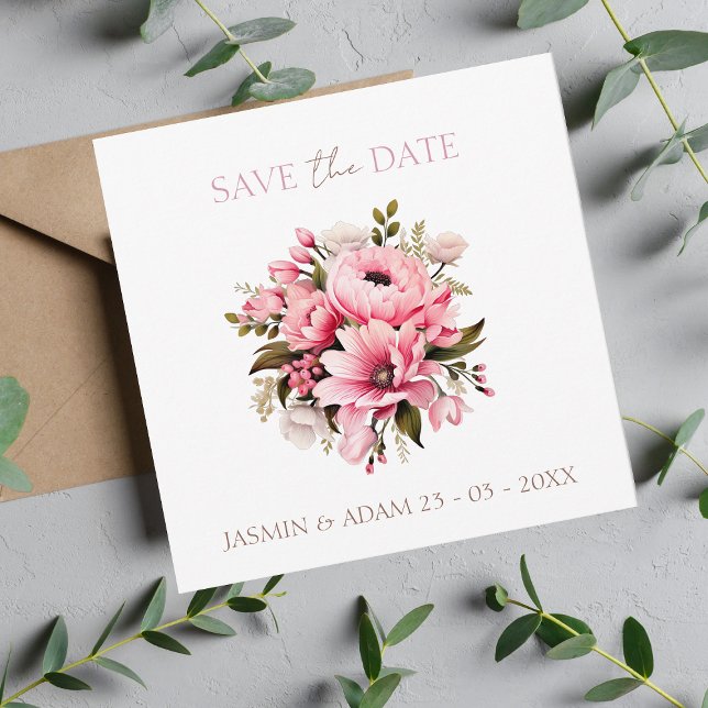 Dusty Pink Wildflower Garden Wedding Save The Date (Creator Uploaded)