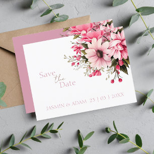 Dusty Pink Wildflower Garden Wedding Save The Date Postcard
