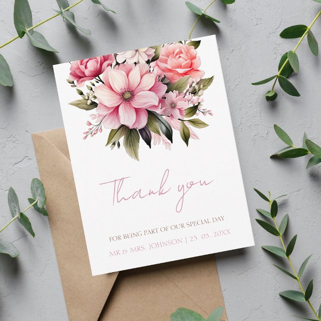 Dusty Pink Wildflower Garden Wedding Thank You (Creator Uploaded)