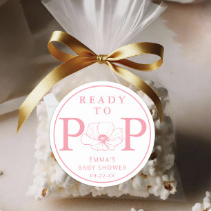 Dusty Pink Wildflower Ready to Pop Baby Shower Classic Round Sticker