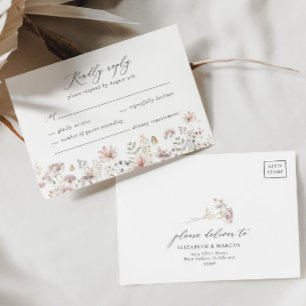 Dusty Pink Wildflower RSVP Card