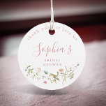 Dusty Pink Wildflower Rustic Boho Bridal Shower  Favor Tags<br><div class="desc">Elegant delicate watercolor wildflower wreath frames your event details. Pastel palettes of soft blush pink, off white, beige, dusty blue, and botanical greenery, simple and romantic. Great something blue bridal shower favor tags for modern rustic baby shower, country garden bridal shower, and dusty blue boho party in spring and summer....</div>