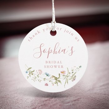 Dusty Pink Wildflower Rustic Boho Bridal Shower  Favor Tags by AvaPaperie at Zazzle