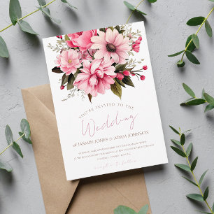 Dusty Pink Wildflower Wedding Invitation