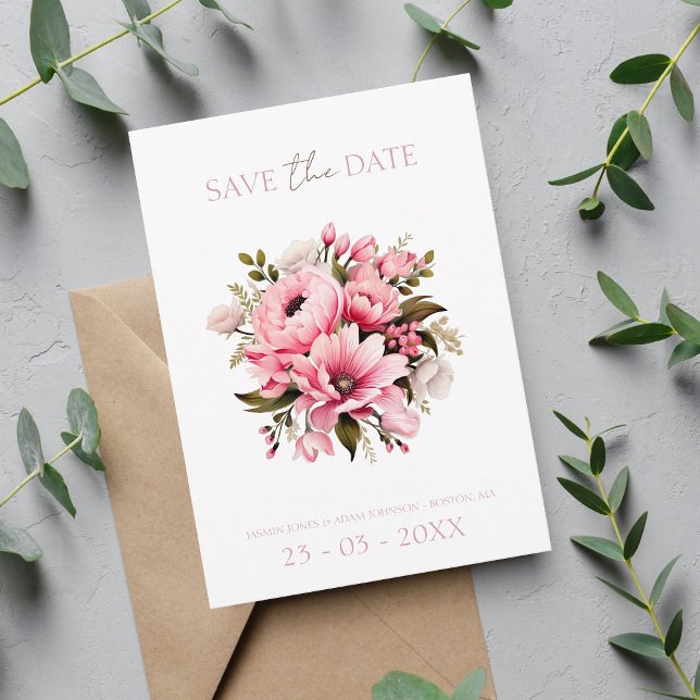 Dusty Pink Wildflower Wedding Save The Date (Creator Uploaded)