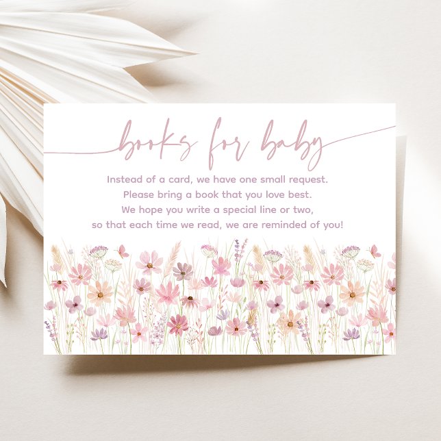Dusty Pink Wildflowers Baby Shower Book Request Enclosure Card (Creator Uploaded)