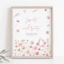Dusty Pink Wildflowers Sweet Treats Shower Sign
