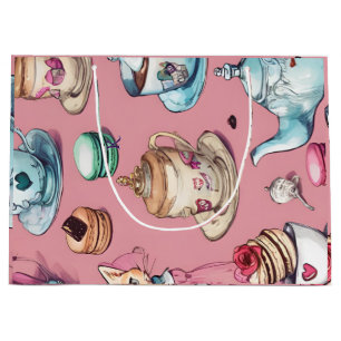 Dusty Pink Wonderland Inspired, Original Design Large Gift Bag