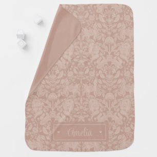 Dusty Pink Woodland Damask Baby Blanket