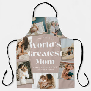 Dusty Pink World's Greatest Mom 7 Photo Collage Apron