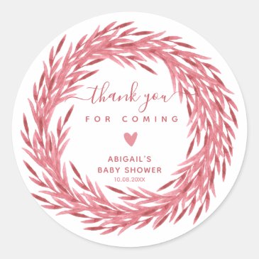 Dusty Pink Wreath Baby Shower Thank You 