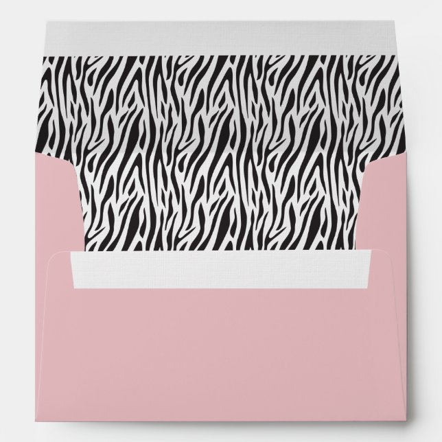Dusty Pink Zebra Print Sender and Return Address Envelope (Back (Bottom))