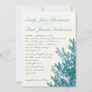 Dusty Placid Blue and Teal Wild Flower Wedding Invitation