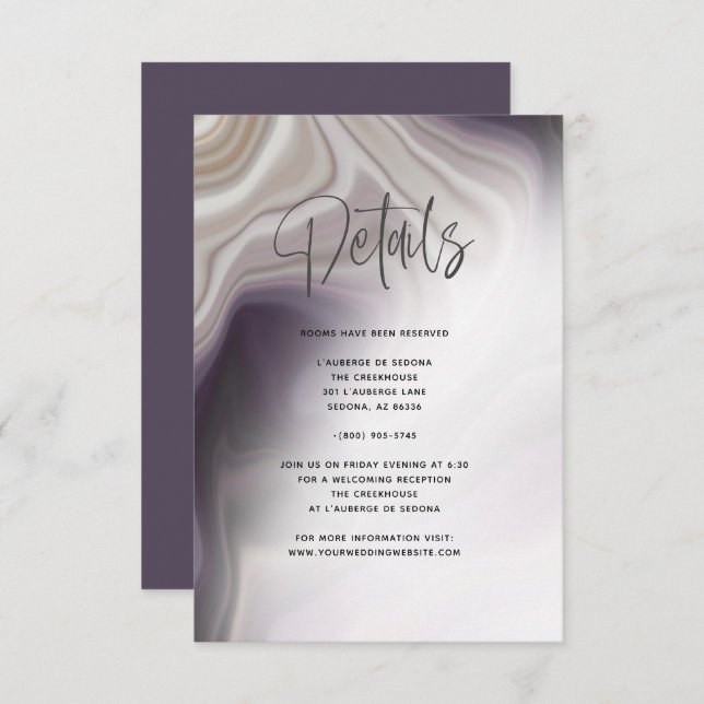 Dusty Plum Agate Details  Invitation (Front/Back)