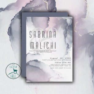 Dusty Plum Blush Pewter Fluid Alcohol Ink Invitation