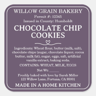 Dusty Plum California Chocolate Chip Cookie Label