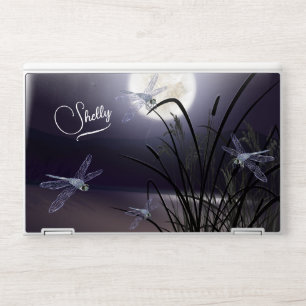 Dusty Plum Full Moon Dragonflies HP Laptop Skin