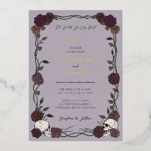 Dusty Plum Gothic Til Death Wedding Foil Invitation