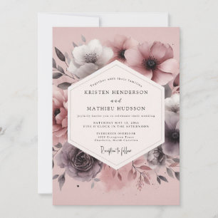 Dusty Plum Hazy Bloom Wedding Invitation