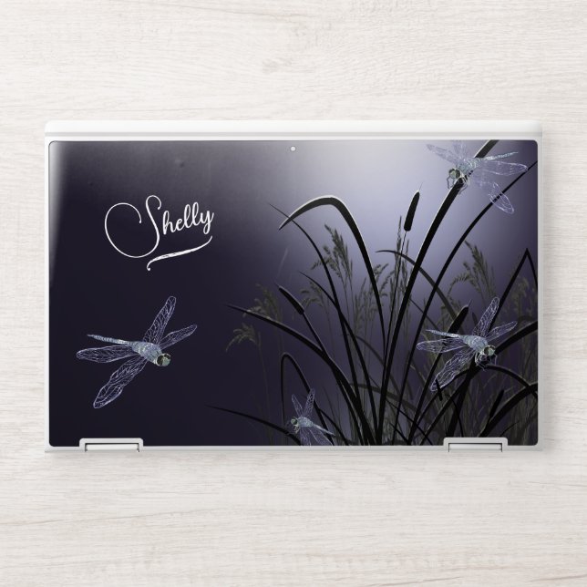 Dusty Plum Night Dragonfly HP Laptop Skin (Front)
