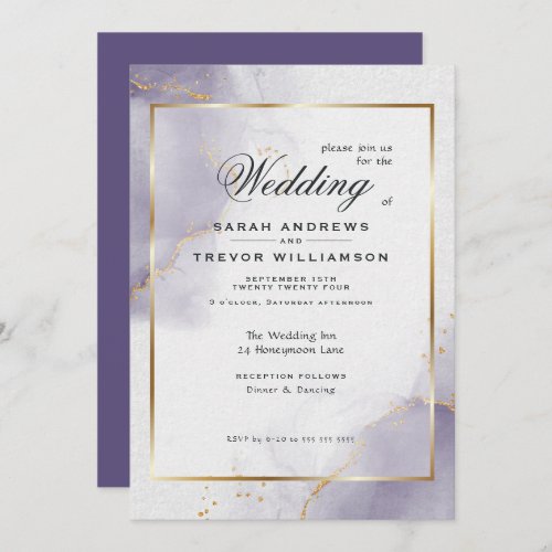 Dusty Plum Purple Gold Invitation