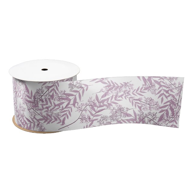 Dusty Plum Purple Wedding  Botanical Satin Ribbon (Spool)