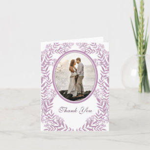 Dusty Plum Purple Wedding  Botanical Thank You Card
