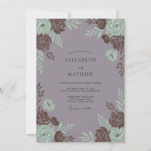 Dusty Plum Rose Wedding Invitation