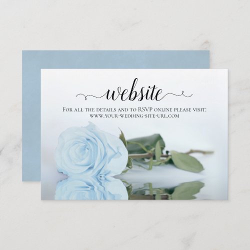 Dusty Powder Blue Rose Elegant Wedding Website Enclosure Card