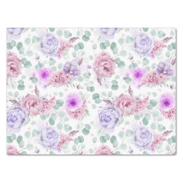 Dusty Purple and Pink Flowers Botanical Pattern Tissue Paper