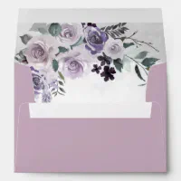 Dusty Purple and Silver Floral Wedding Envelope