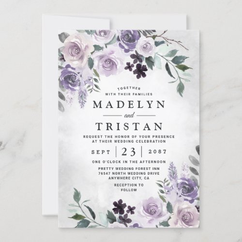 Purple Silver Wedding Invitation Templates - Spring 2022