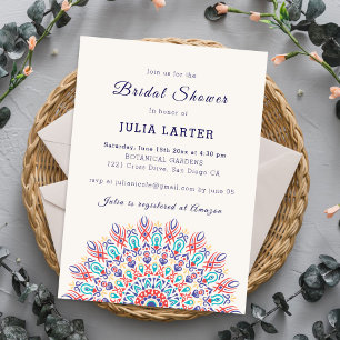 Dusty Purple Aqua Pampas Meadow Bridal Shower Invitation