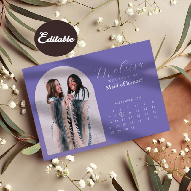 Dusty Purple Arch Bridesmaid Proposal Card (Creator Uploaded)