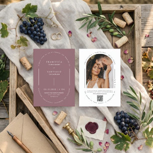 Dusty Purple Arch QR Code Wedding Photo Invite