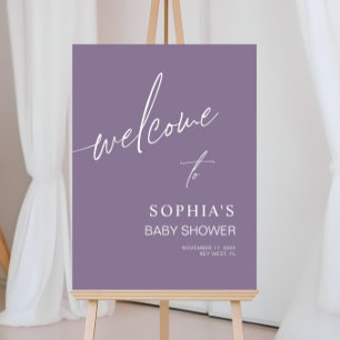 Dusty Purple Baby Shower Welcome Sign